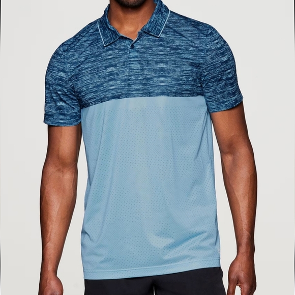 RBX Blue Polo Shirt with Heathered Design - Picture 11 of 12
